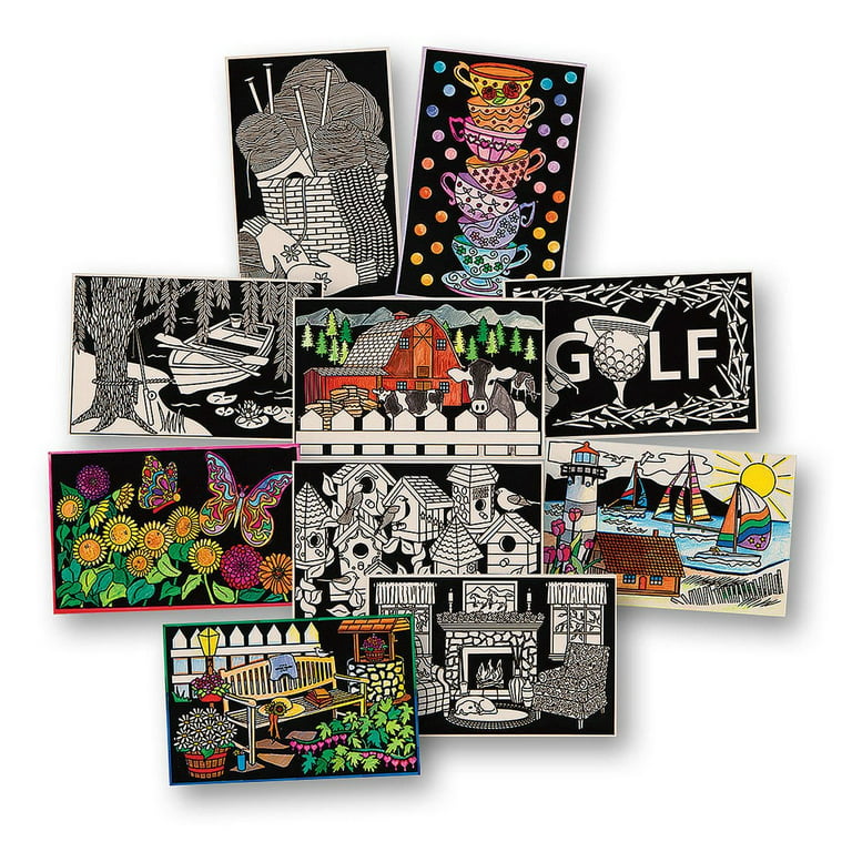 S&S Worldwide Velvet Art to Go! 2 Spiral Bound Coloring Books W/Perforated Cardstock Pages, Fuzzy, Felt, Great for Travel: Planes, Cars, Backpacks