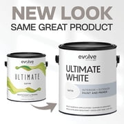 Evolve Ultimate Latex White Paint & Primer with Satin Finish, Interior/Exterior, 1 Gallon