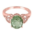 thumbnail image 3 of Mauli Jewels Rings for Women 2.42 Carat Oval Green Amethyst and Diamond Ring 4-Prong 10K Rose Gold, 3 of 6