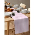thumbnail image 6 of Pink White Stripe Table Runner 72 Inches, Modern Minimalist Geometric Striped Bed Runner Dresser Scarves Tabletop for Indoor Outdoor Parties/Ceremony/Banquet, 18" x 72", 6 of 8