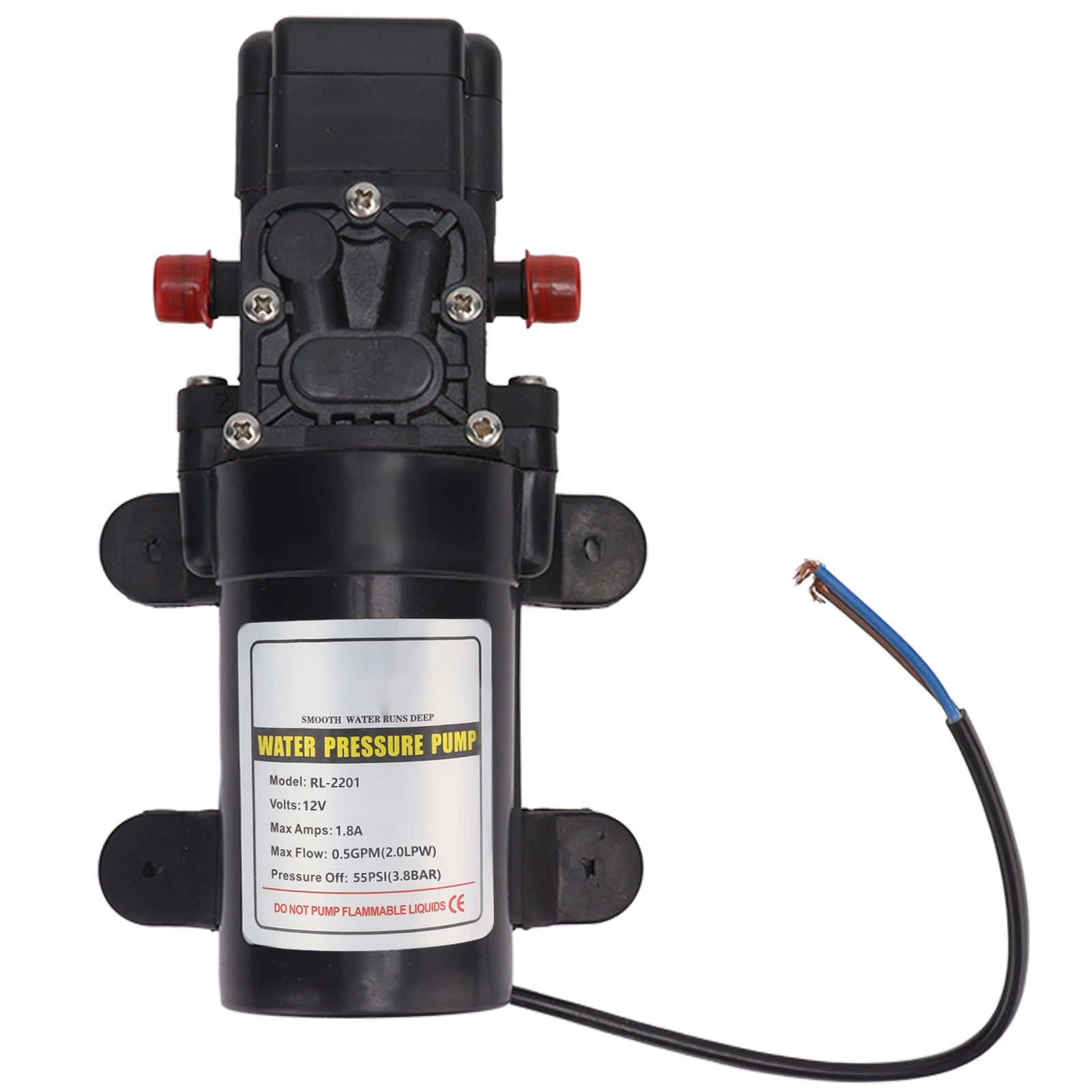 BIMZUC Water Pressure Diaphragm Pump Self Priming High Pressure Outdoor RV Marine Transfer Pump, RL-2201 12V