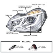 Spec-D Tuning Chrome LED Projector Headlights Compatible with 2001-2007 Mercedes-Benz W203 C-Class Sedan, Left + Right Pair Headlamps Assembly