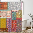 thumbnail image 5 of Boho Patchwork Shower Curtains for Bathroom Bohemian Style Stitching Colorful Floral Vintage Retro Shower Curtains Bathtubs Waterproof Fabric Curtain Set Decor with 12 Hooks 72x84 Inches, 5 of 5