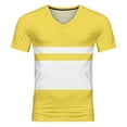 thumbnail image 4 of HBFAGFB Work Shirts for Men V Neck Casual Short Sleeves Comfortable Color Block Tops Yellow Size L, 4 of 7