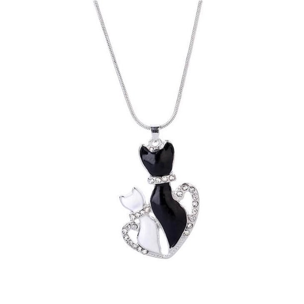 Collar de Animales Colgante Collar Negro y Gato Joyas Collares Colgantes