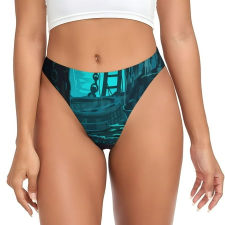 Rateoe Lost Golden Key Pattern Seamless Women Underwear Thongs No Show Ladies Thong No Line Breathable Comfortable Panties Undies for Women-Small