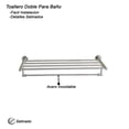 thumbnail image 2 of Toallero Doble de barra Rubinett de Acero Inoxidable Satinado 59 cm, 2 of 5