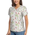 thumbnail image 2 of Fuzoiu Roses Flowers Print Women's Classic V-Neck T-Shirt, Short Sleeve V Neck Tees for Casual Everyday Wear,Casual Fit Tee,Summer Fashion Tops-3X-Large, 2 of 5