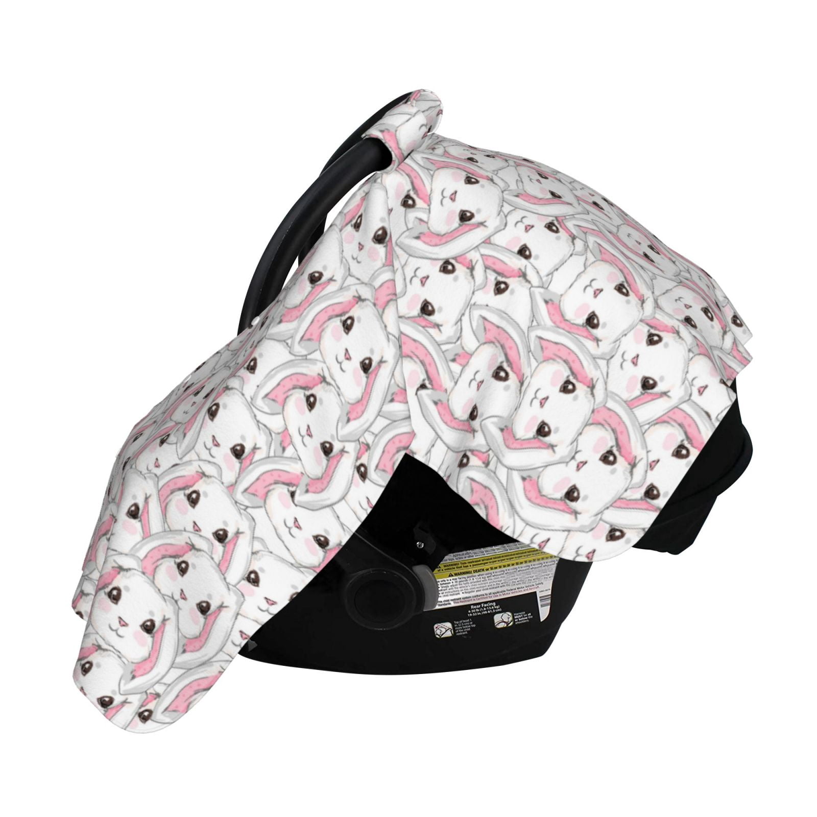 Naloa Cute Rabbit Baby Car Seat Cover, Breathable Baby Carrier Cover, Multiuse Baby Carrier Cover & Nursing Breastfeeding Cover