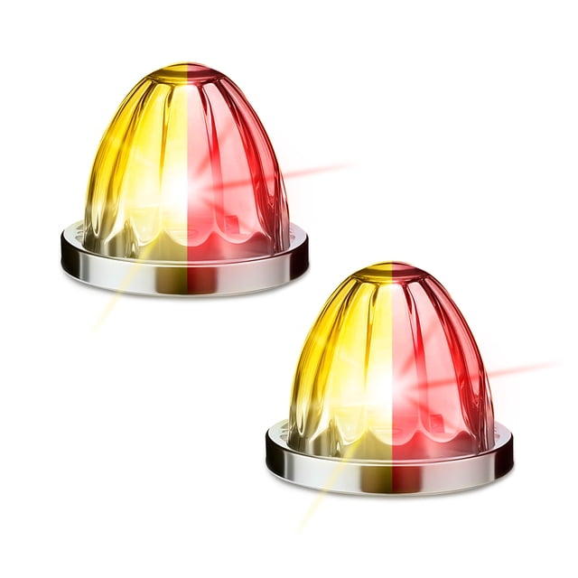 Kit 2 Piezas Plafón Led Bicolor para Vehículos Pesados - EVOLUM - Modelo Luz Estrella Bicolor - Material Resistente al Agua y Polvo - Voltaje 12V - 24V - (Ámbar / Rojo)