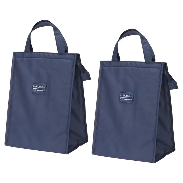 Unique Bargains Insulated Lunch Bags, 2Pack 10'x6'x13' Lunch Portable Containers Bag, Dark Blue
