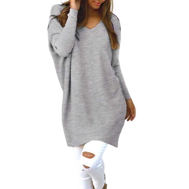 Sonducket Solid V-neck Sweater Skin Friendly Autumn Tops Fashionable Sweaters Long-sleeve Girls Loose Portable Blouse Winter Type3 NO3