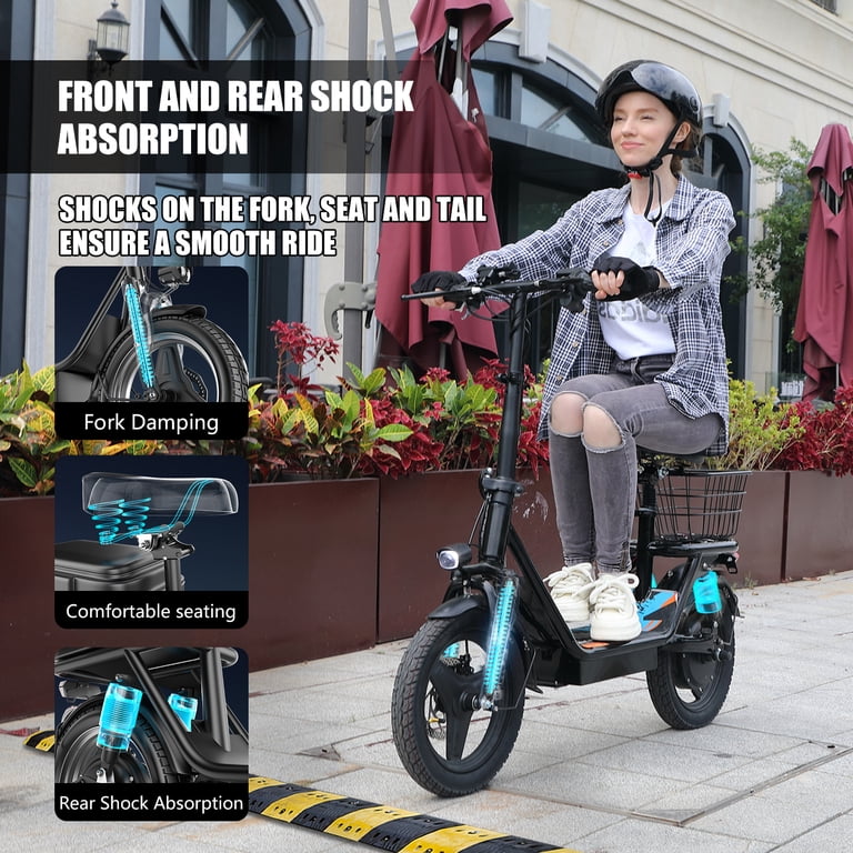 K8 Electric Scooter with Seat,650W Peak Motor 36V 13AH Commuter