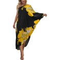 thumbnail image 1 of Xishao Mujer Kaftan Vestido Fuera del Hombro Caftan de Playa Cover Up Maxi Vestido Traje de Baño Estampado D-Yellow Floral D-Yellow Floral Xishao ropa, 1 of 2