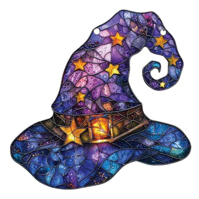 Witch Hat Halloween Ornament Acrylic Window Hanging For Witch Hat Lovers Halloween Home Wall Hanging Halloween Decorations Eggs Ornament Light Decorations for Living Room on Ceiling Hanging