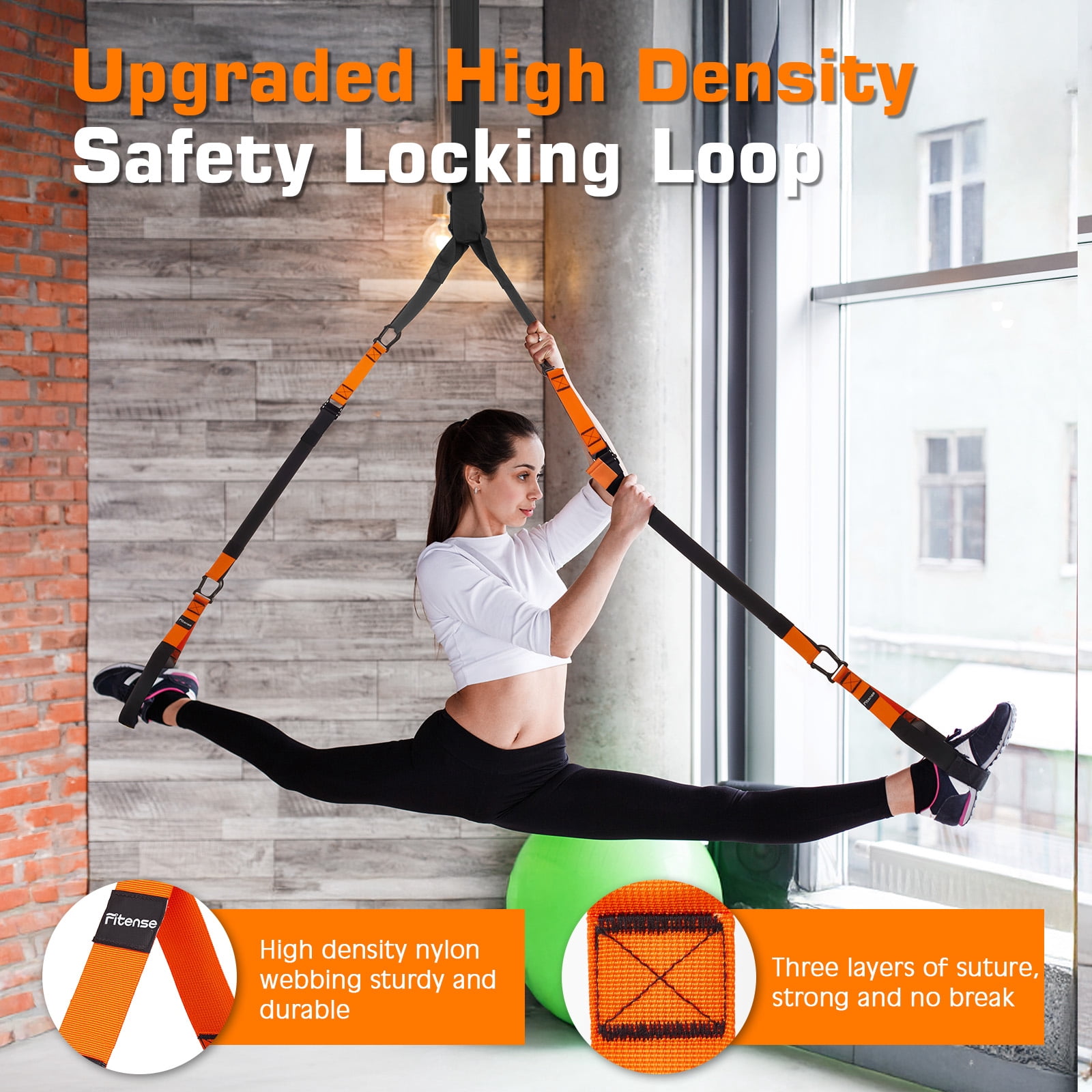 Zacro Resistance Training Kit, Adjustable Fitness Straps Trainer for Full Body Workout up to 600lbs, Bodyweight Resistance Straps with Handles, Door Anchor, for Home Gym Workout Equipment - Orange