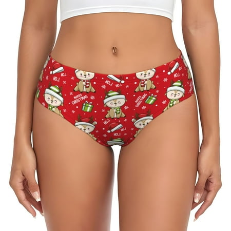 Uemuo cute Christmas Moose Pattern Women s Cotton Underwear Full Coverage Briefs Soft Stretchy Breathable Underwear Brief-Small