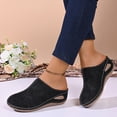 thumbnail image 3 of Mules for Women Bohemian Hollow out Slip on Wedge Sandals Closed Toe Slides Comfy Arch Support Summer Walking Shoes Black Size 9.5, 3 of 6