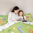 thumbnail image 4 of Manfei Cartoon Cute Dinosaur Bedding Comforter Set 7 Pieces for Kids, Dinosaur Animal Full Bedding Set, Leaf Flower Botanical Reversible Fitted Sheet Flat Sheet, Ultra Soft Home Decor, 4 of 7