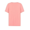 thumbnail image 4 of MIXUE Womens Summer Tops Summer Solid Color V Neck Buttons Short Sleeve Pullover Tee Shirts Activewear,Pink,XL, 4 of 4