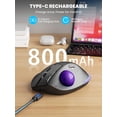 thumbnail image 4 of Ergonomic Wireless Trackball Mouse, Adjustable Angle, Thumb Control, Quiet Click, Rechargeable, Multi-Device Bluetooth & USB, for Windows Mac-Purple Ball, 4 of 8