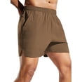 thumbnail image 2 of MIER Men's 5" Quick-Dry Running Shorts with Pockets – Lightweight Athletic Workout Shorts, Dark Brown, S, 2 of 7