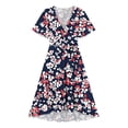 thumbnail image 6 of Uscallm Women Plus Size V Neck Short Sleeve Floral Boho Midi Dresses Tie Waist A-Line Casual Vacation Beach Sundresses, Black 3XL, 6 of 6