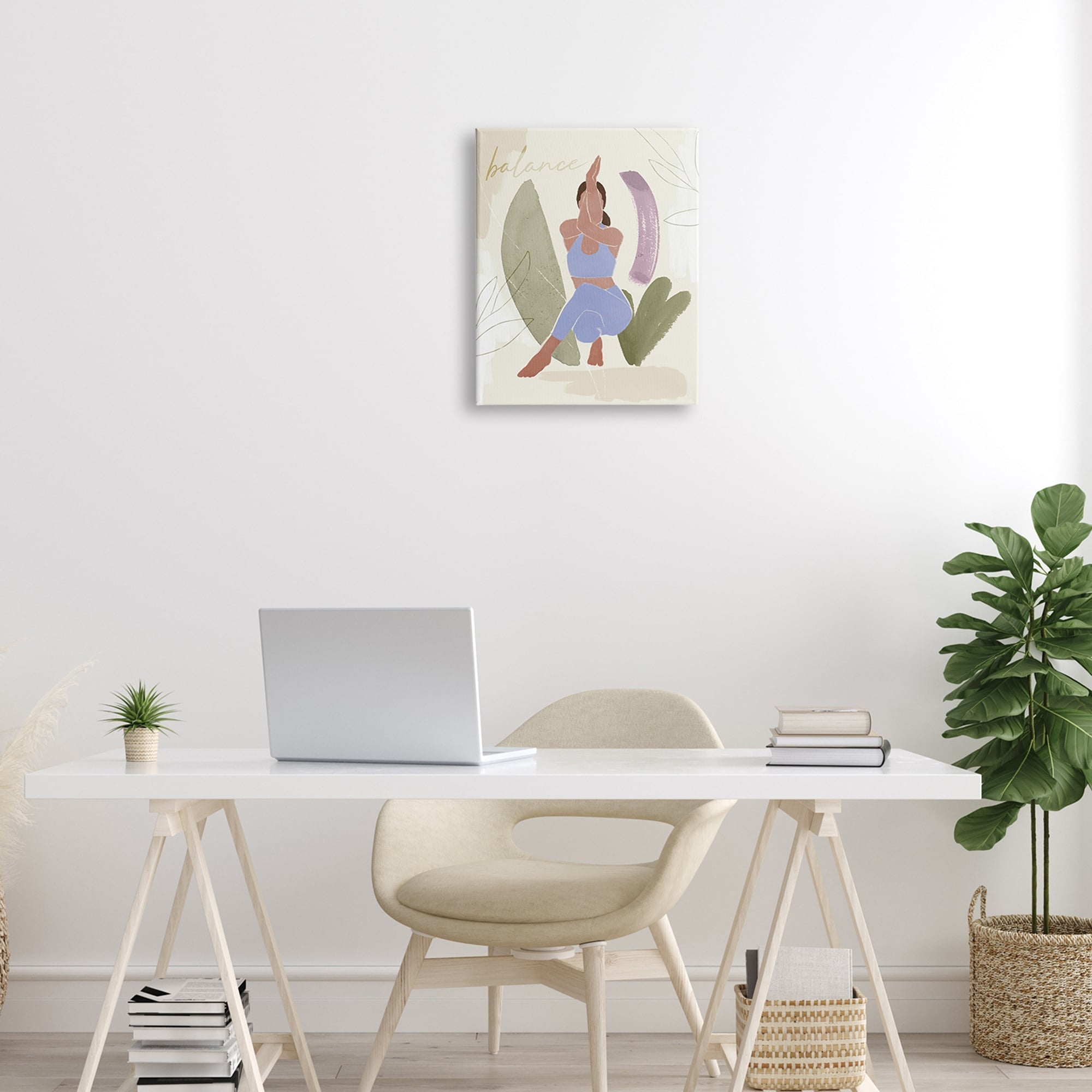 Stupell Industries Balance Text Yoga Fitness Person Botanical Brushstrokes , 16 x 20, Design by Victoria Barnes