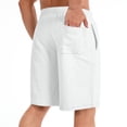 thumbnail image 4 of Nestiefly Men's Casual Classic Shorts Athletic Cotton Sweat Elastic Waist Drawstring Shorts with Drawstring White M, 4 of 5