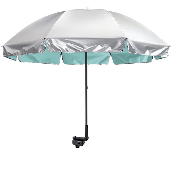 G4Free UPF 50+ Universal Clamp On Umbrella Adjustable 55 inch Outdoor UV Protection Beach Chair Umbrella for Strollers, Wheelchai