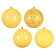 thumbnail image 1 of Vickerman N591578DA 6 in. Yellow Ball 4 Finish Assorted Ornament - 4 per Bag, 1 of 3