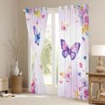 thumbnail image 3 of Manfei Girly Purple Butterfly Curtains Pack of 2 (42x84 Each) for Girls, Romantic Rose Flower Curtains Blackout, Cute Cartoon Animal Bedroom Curtains, Window Curtains Decor, 3 of 6