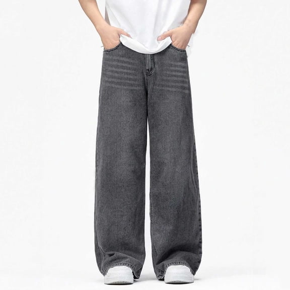 Mifsaly Boys Wide Leg Jeans Teen Baggy High Waist Denim Pants Relaxed Fit Going Out Casual Streetwear with Pockets