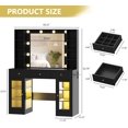 thumbnail image 2 of FANRAL Makeup Vanity with Mirror and Lights,Glass Top Vanity Desk with RGB Cabinets,43.5" Large Dressing Table for Women Bedroom,Black Vanity, 2 of 7