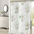thumbnail image 2 of Spring Pink Floral Small Stall Shower Curtain, Weighted Bottom Sage Green Eucalyptus Leaf Watercolor Botanical Plants with Gold Branches Fabric Bathroom Curtain,36"X72", 2 of 6