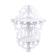 thumbnail image 1 of Fosa 2 Tier Carved Home Bathroom Corner Shower Storage Shelf Rack Stand Display White,Corner Shelf, 1 of 7