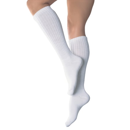 Jobst SensiFoot Diabetic Unisex Compression Socks, Knee Style, Closed Toe, Mild Support, White, Large