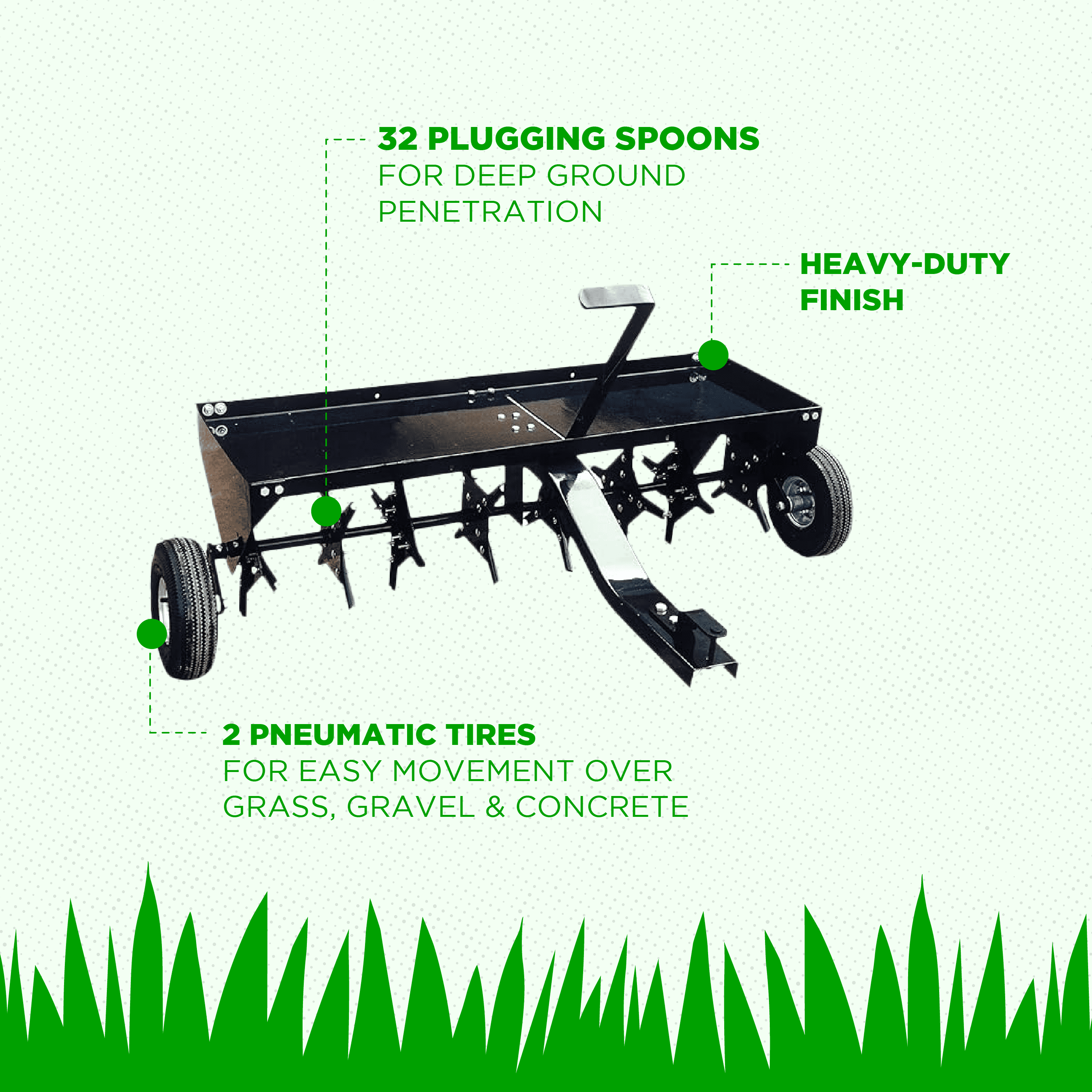 Yard Tuff 48 Inch Tow Behind Lawn Mower Plug Aerator with Universal Hitch