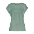 thumbnail image 4 of LASCANA Women's Ribbed Short Sleeve Top Textured Stitching, 4 of 5