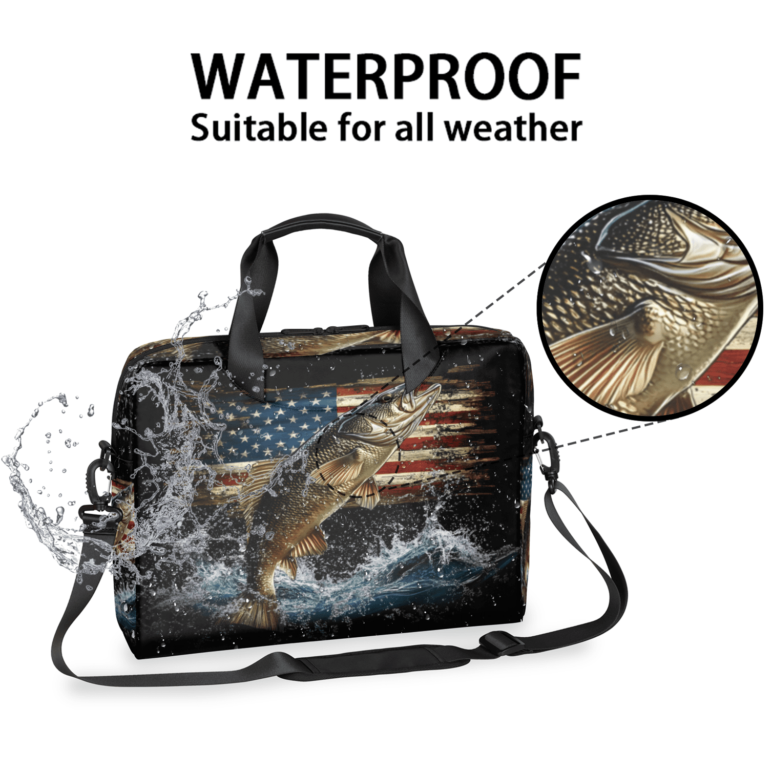 Herdesigns Vintage American Flag Laptop Bag for Women Men, Computer Case Briefcase Messenger Bags, 15-15.6 inch Laptop Sleeve Shoulder Bag