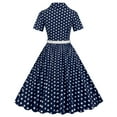 thumbnail image 4 of Brglopf 1950s Polka Dot Dresses for Women Vintage Rockabilly Retro Short Sleeve Button up Dress Cocktail Party Evening Prom Gown with Belt Navy M, 4 of 5