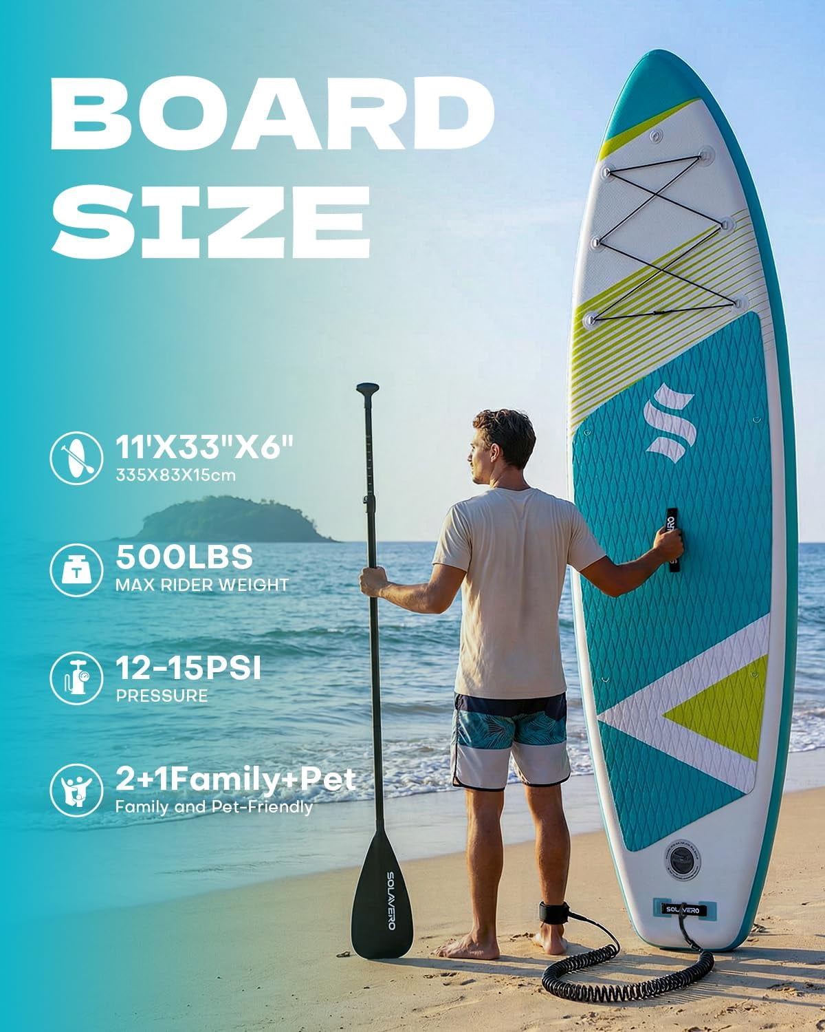 SOLAVERO Inflatable Stand Up Paddle Board for 2 Person, Ultra-Light SUP Board with Accessories for Adults & Youth of All Skill Levels