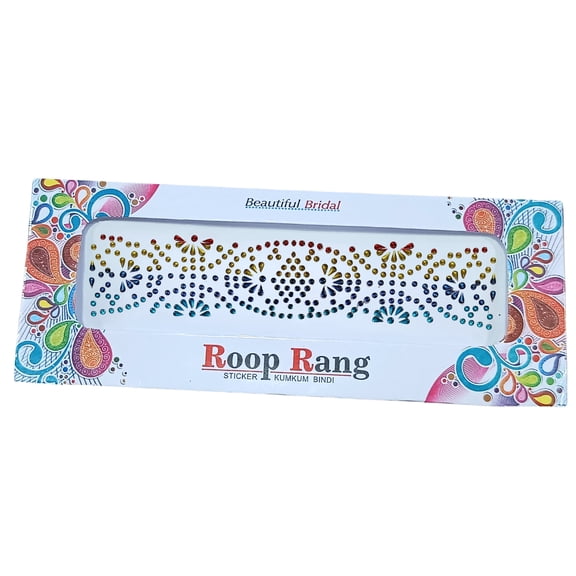 Roop Rang Multicolor Bridal Stone Bindi Sticker Set Self Adhesive Kumkum Forehead Jewelry for Weddings Festivals and Parties