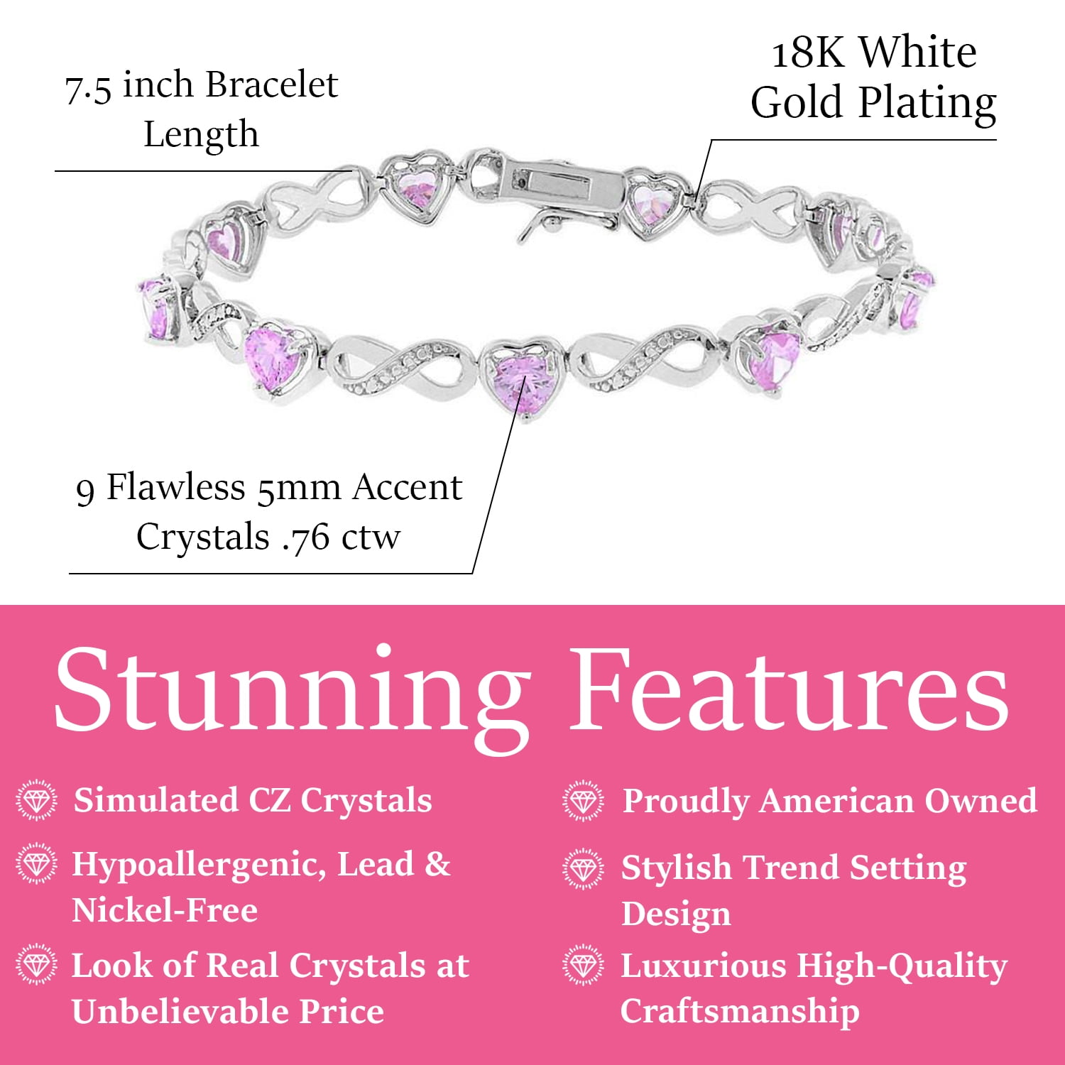 Cate & Chloe Aurora 18K White Gold Beaded Bracelet W/Swarovski Crystals, Beautiful Bangle Charm Bracelet, Sparkle Silver Beads Charm Bracelet for