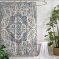 thumbnail image 2 of Xipuska Beige Blue Boho Shower Curtain - Water Repellent Fabric Shower Curtains Washable, Medieval Vintage Ethnic Floral Abstract Decorative Cloth Bathroom Curtains Modern Bath Decor 72"x78", 2 of 6