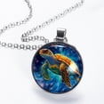 thumbnail image 2 of Turtle Elegant Glass Circular Pendant Necklace Statement Jewelry, 2 of 5