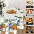 thumbnail image 4 of Fall Blue Pumpkin And Leaves Round Tablecloth 60 Inch Thanksgiving Tablecloths Autumn Harvest Table Cloth Farmhouse Rustic Polyester Cover for Holiday Kitchen Dining Party Indoor Outdoor Decor, 4 of 6