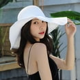 thumbnail image 2 of Beach Hats for Women Big Straw Wide Brim Summer Hat Floppy Foldable Roll up Cap Sun Hat UPF 50+, 2 of 5