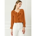 thumbnail image 3 of INSPIRE CHIC Women's Ruffle V Neck Elegant Office Work Chiffon Blouse Top, 3 of 6