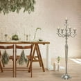 thumbnail image 2 of Romantic Hamptons Tall Five Candle Silver Candelabra, Hand Crafted of Silver Aluminum Nickel, Over 3 FT High, (41 1/4 Inches), 2 of 9